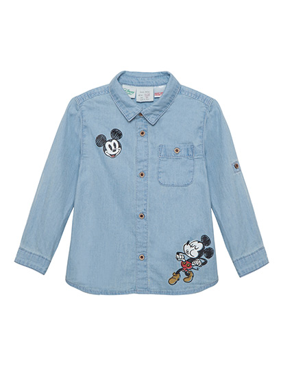 100% Cotton Denim Washed Shirt For Baby Boys